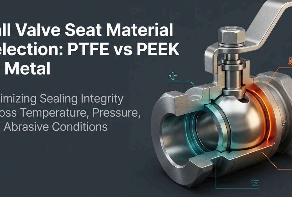 Cross-section view of ball valve seat material selection, showing different zones.