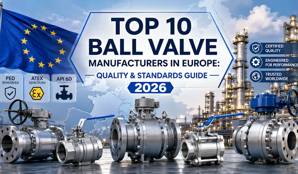 Top 10 ball valve manufacturers in Europe 2026 showing manufacturer country specialty PED ATEX API 6D certifications and comparison of European versus Chinese ball valve sourcing for industrial buyers