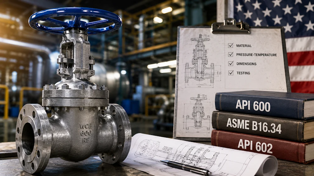 Industrial gate valve with API 600, ASME B16.34, and API 602 standards